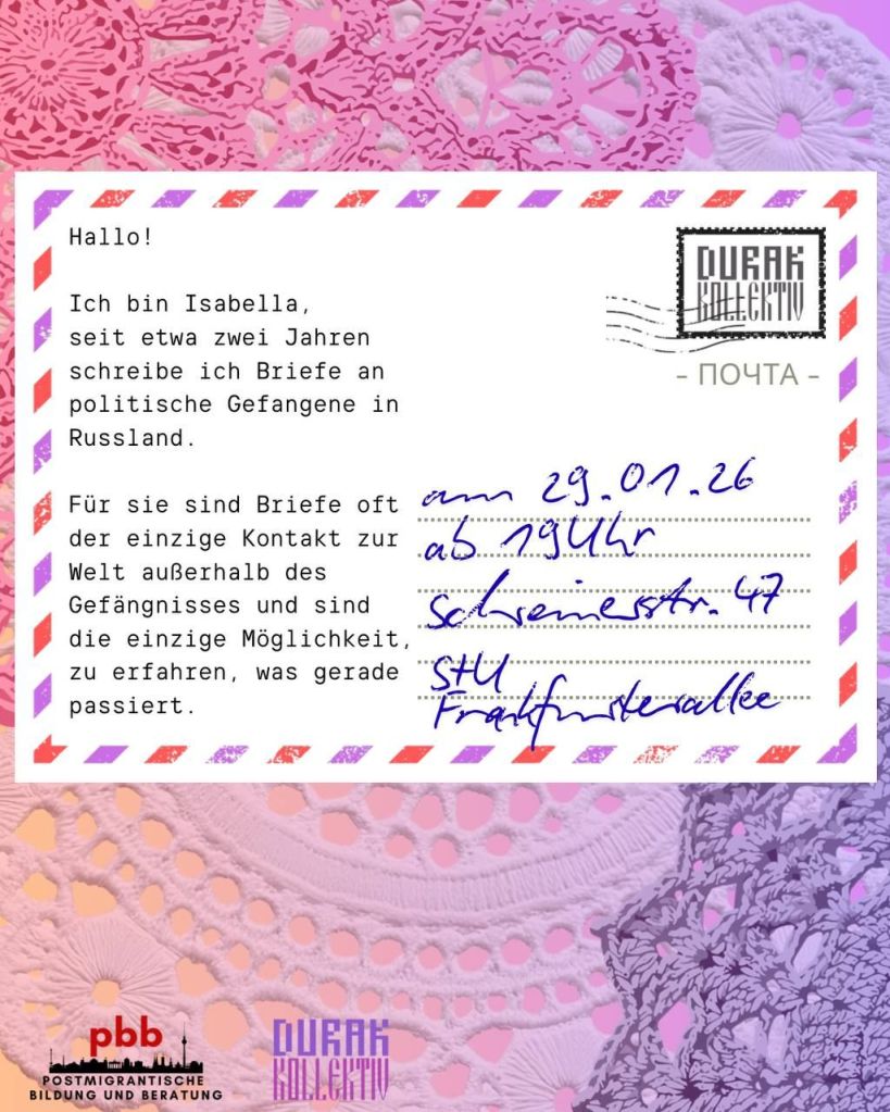 pbb-Auftakt 2026: Briefabend & Belarus Q&A – politische Bildung und Austausch in&nbsp;Berlin