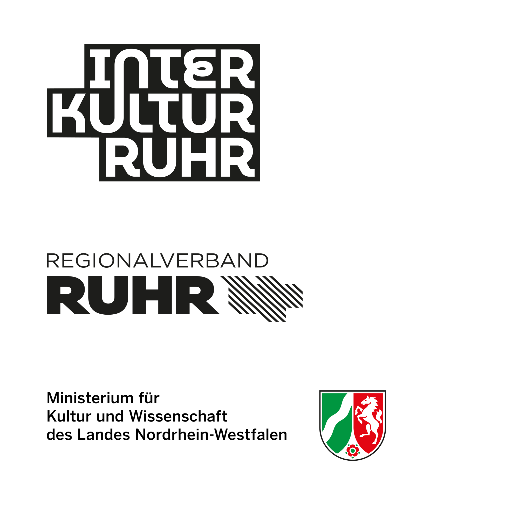 Logos: Ministerium für Kultur und Wissenschaft NRW, Regionalverband Ruhr und Interkultur Ruhr